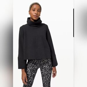 Lululemon Retreat Yourself Black Sweater No Tag Sz Med 6/8 Blokette Sporty Chic